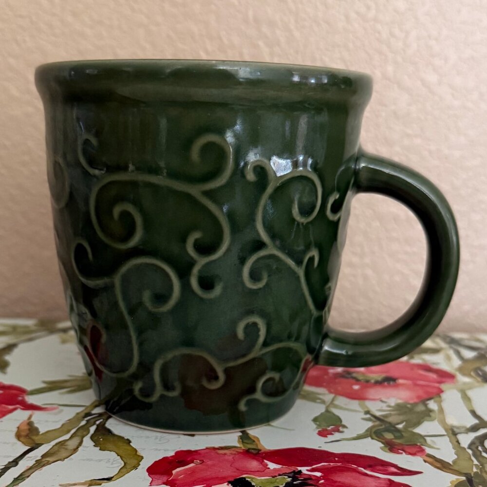 Dark Green Ceramic Coffee Mug Gently Used